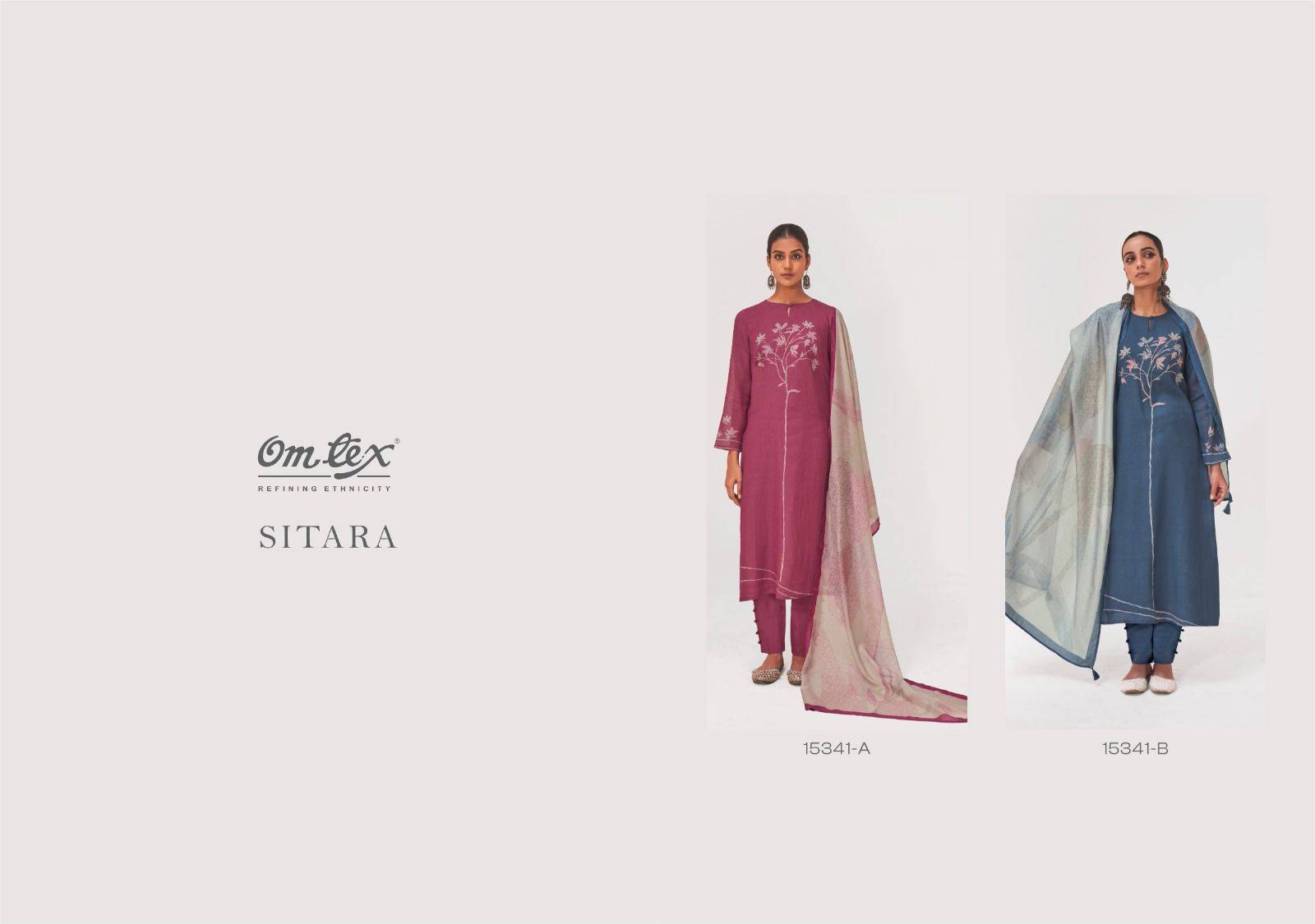 SITARA 15341 Series By OmTex Beautiful Festive Suits Stylish Colorful Fancy Casual Wear & Ethnic Wear MAL CHANDERI SILK Dresses At Wholesale Price
